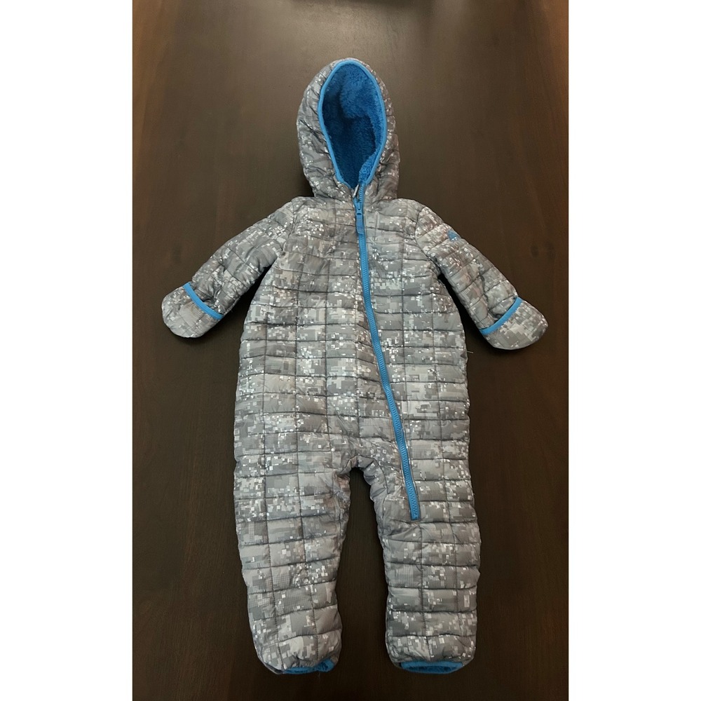 Snozu Infant Boys Grey Digital Camo Quilted Snowsuit Hooded Pram Suit 12 Months